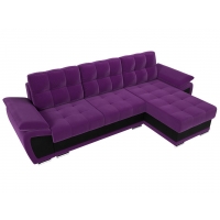 Угловой диван Нэстор (микровельвет фиолетовый чёрный) - Изображение 1